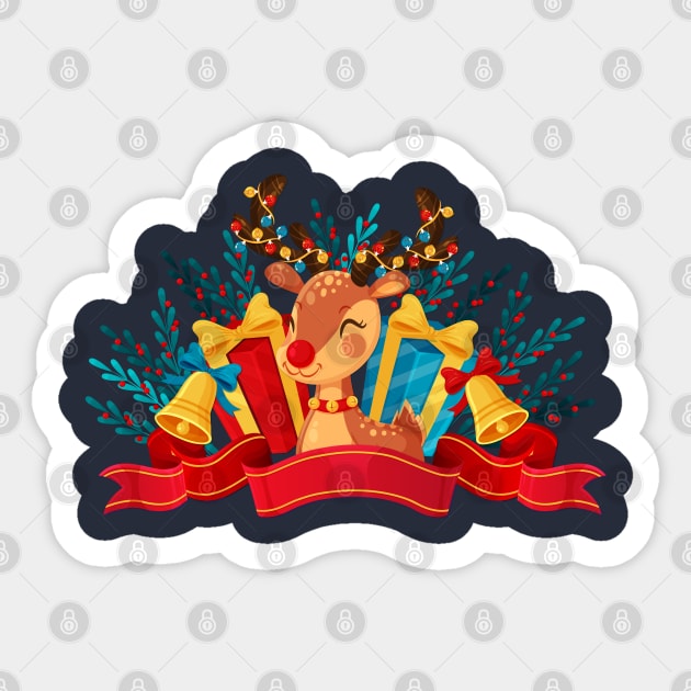 Christmas Deer Sticker by Mako Design 